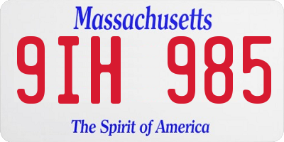 MA license plate 9IH985