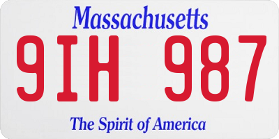 MA license plate 9IH987