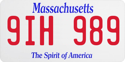 MA license plate 9IH989
