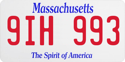 MA license plate 9IH993