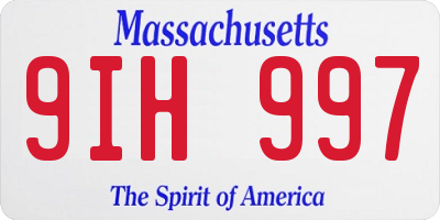 MA license plate 9IH997