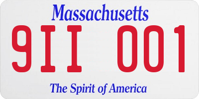 MA license plate 9II001