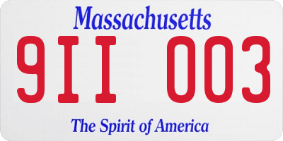 MA license plate 9II003