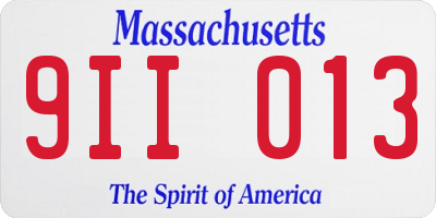 MA license plate 9II013