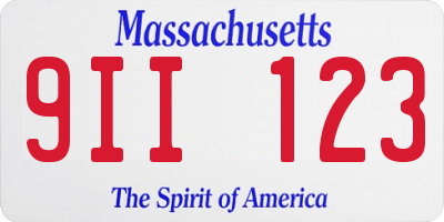 MA license plate 9II123