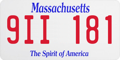 MA license plate 9II181