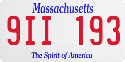 MA license plate 9II193