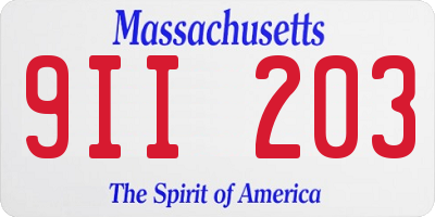MA license plate 9II203