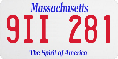 MA license plate 9II281