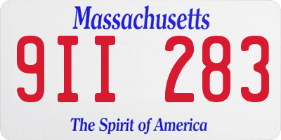 MA license plate 9II283