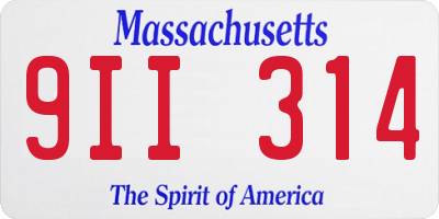 MA license plate 9II314
