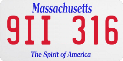 MA license plate 9II316