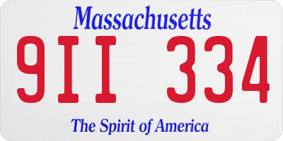 MA license plate 9II334
