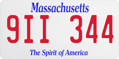MA license plate 9II344