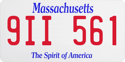 MA license plate 9II561