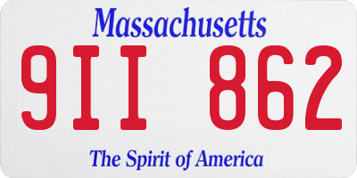 MA license plate 9II862
