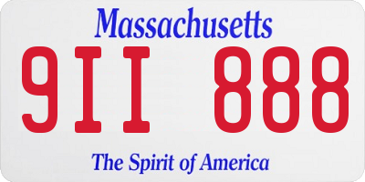 MA license plate 9II888