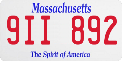 MA license plate 9II892