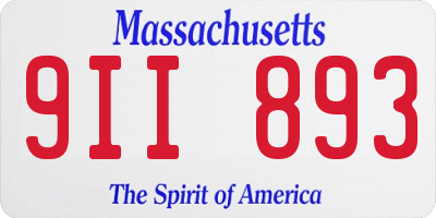 MA license plate 9II893