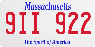 MA license plate 9II922