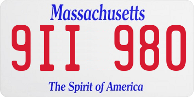 MA license plate 9II980