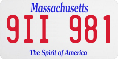 MA license plate 9II981