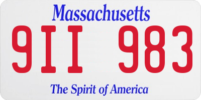 MA license plate 9II983