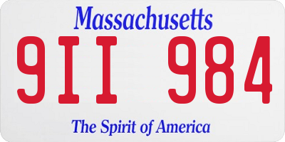 MA license plate 9II984