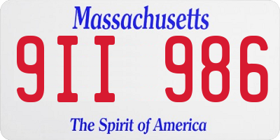 MA license plate 9II986