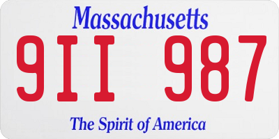 MA license plate 9II987