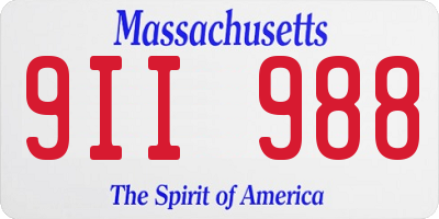 MA license plate 9II988