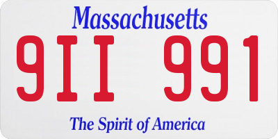 MA license plate 9II991