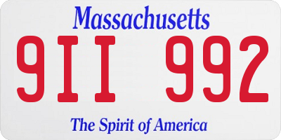 MA license plate 9II992