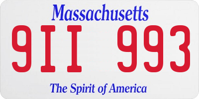 MA license plate 9II993