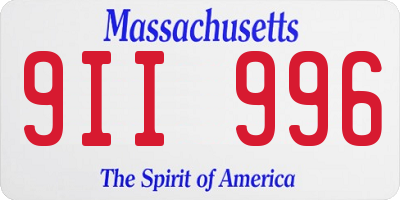 MA license plate 9II996