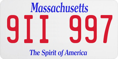 MA license plate 9II997