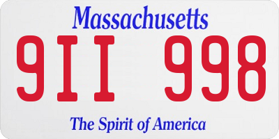 MA license plate 9II998