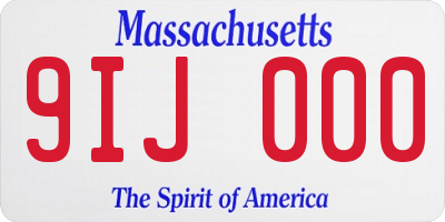 MA license plate 9IJ000