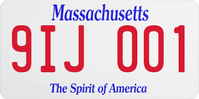 MA license plate 9IJ001