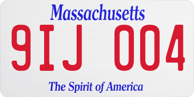 MA license plate 9IJ004