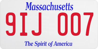 MA license plate 9IJ007