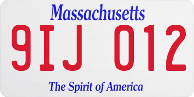 MA license plate 9IJ012