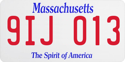 MA license plate 9IJ013