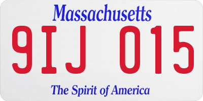 MA license plate 9IJ015