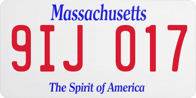 MA license plate 9IJ017