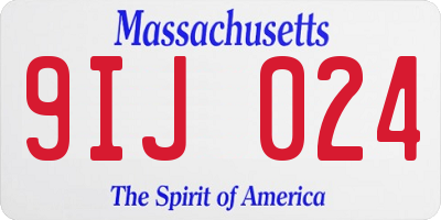 MA license plate 9IJ024