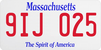 MA license plate 9IJ025