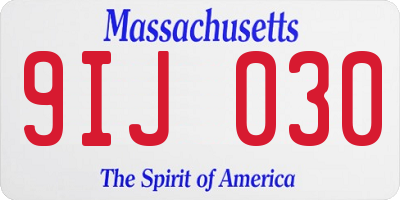MA license plate 9IJ030