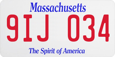 MA license plate 9IJ034