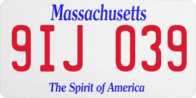MA license plate 9IJ039